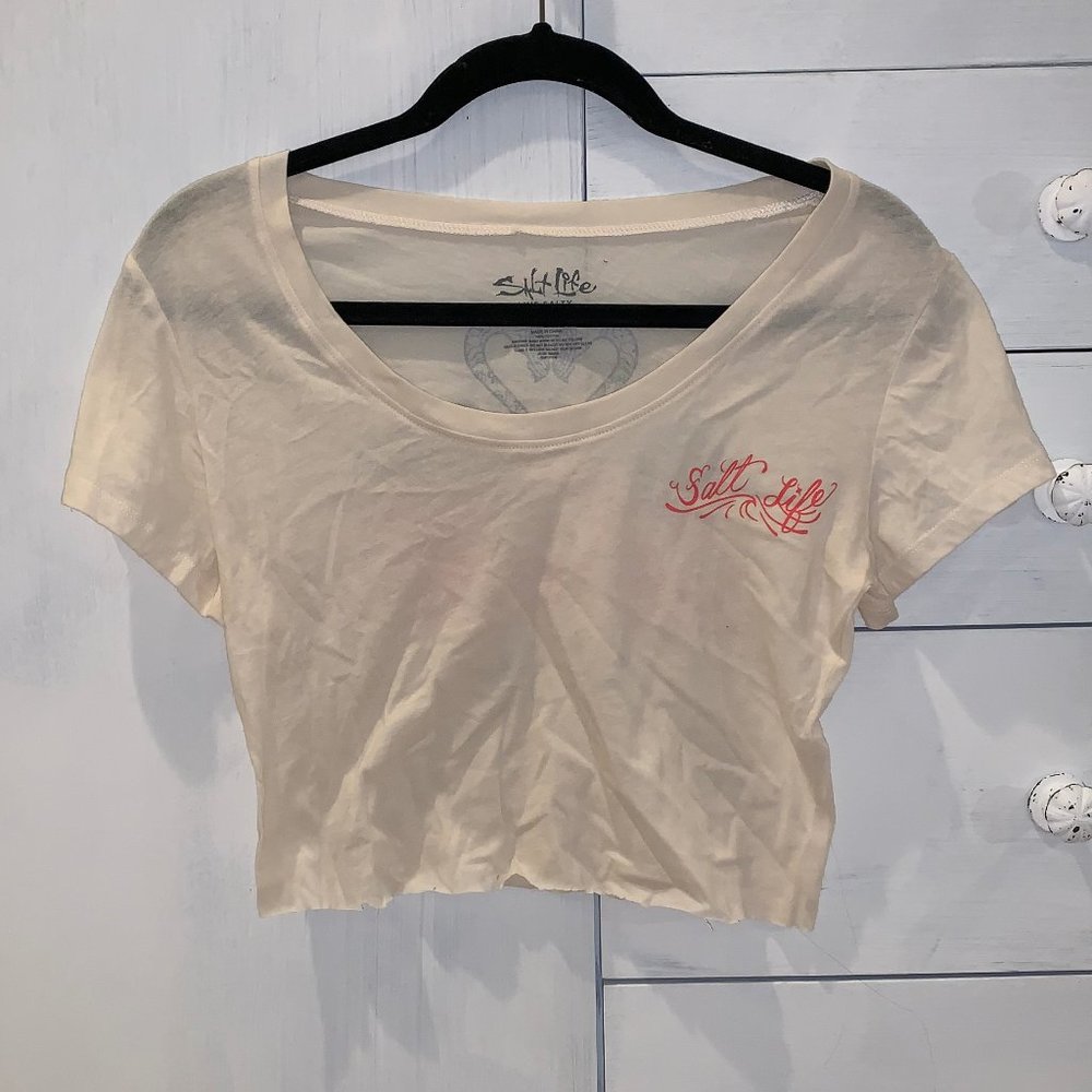 Salt life Cropped Tshirt Flamingo Pattern